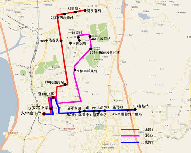 [山東]青島李滄區小學線路圖（永寧路小學、永安路小學、春雨小學）